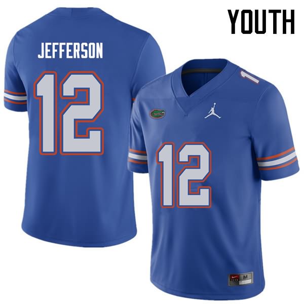 NCAA Florida Gators Van Jefferson Youth #12 Jordan Brand Royal Stitched Authentic College Football Jersey HVS6264TF